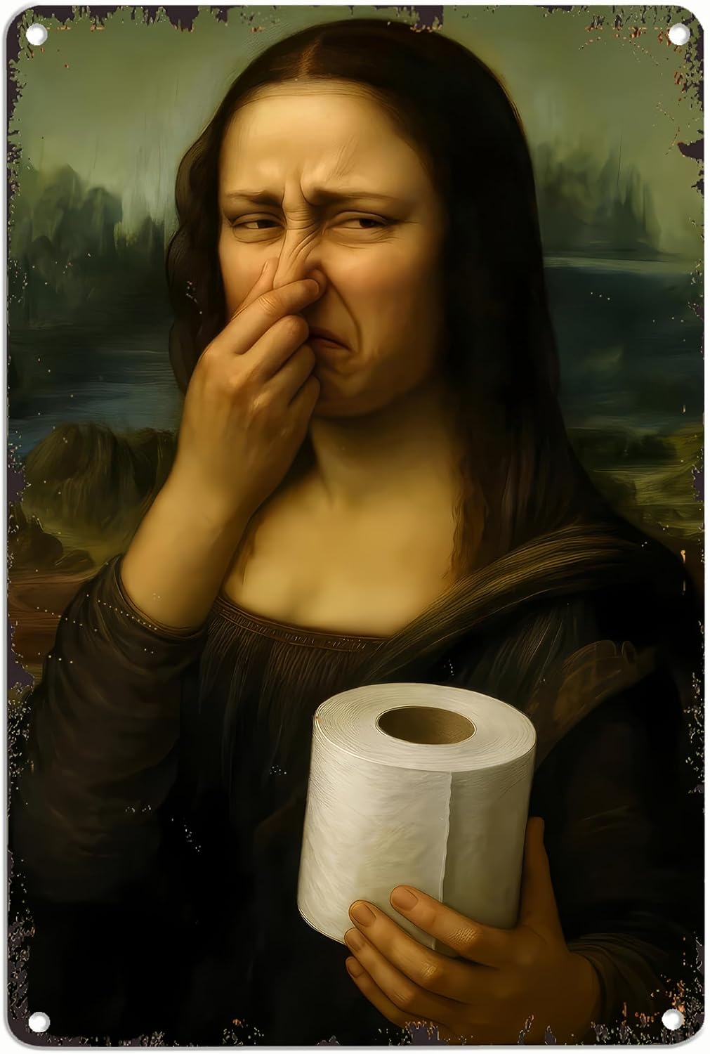 Funny Mona Lisa Bathroom Metal Energy — WeirdThingsToBuy weird find