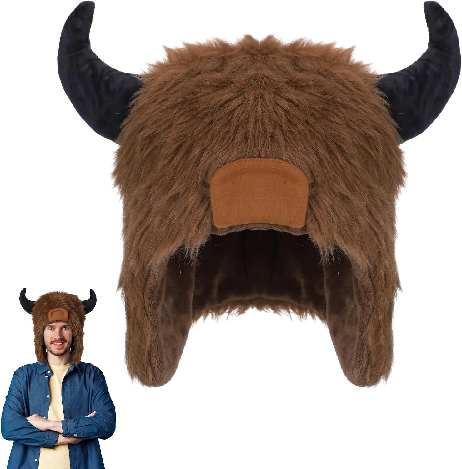 Funny Plush Buffalo Hat Bison — WeirdThingsToBuy weird find