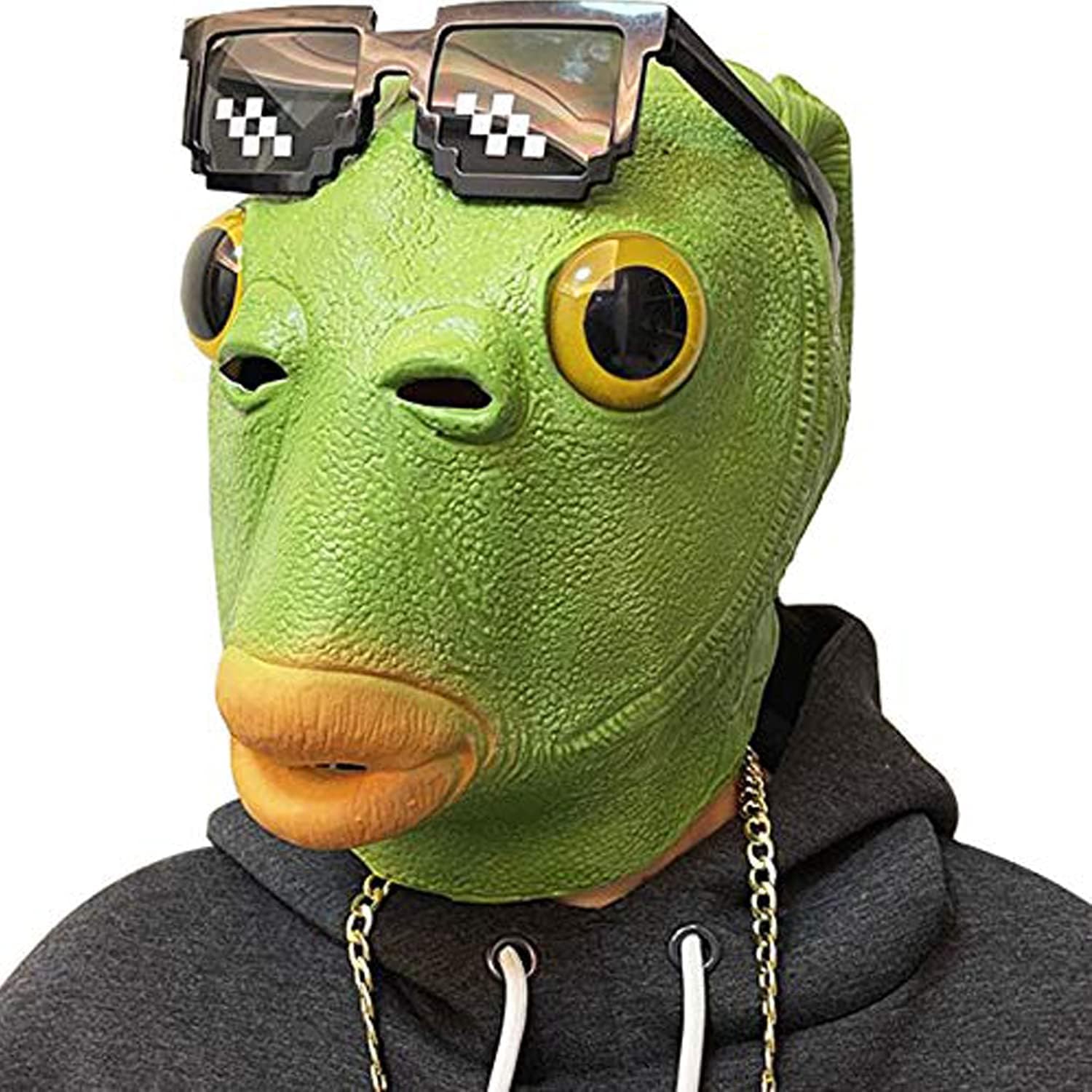 Green Fish Mask Adult Realistic — WeirdThingsToBuy weird find