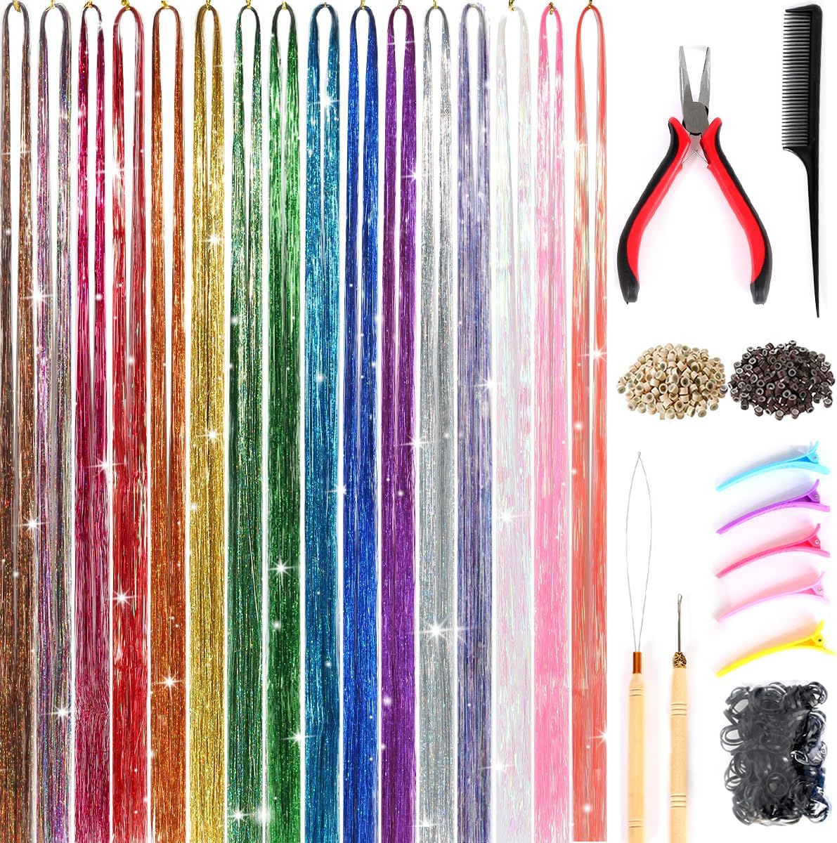 Hair Tinsel Kit 16 Colors Situation — WeirdThingsToBuy weird find