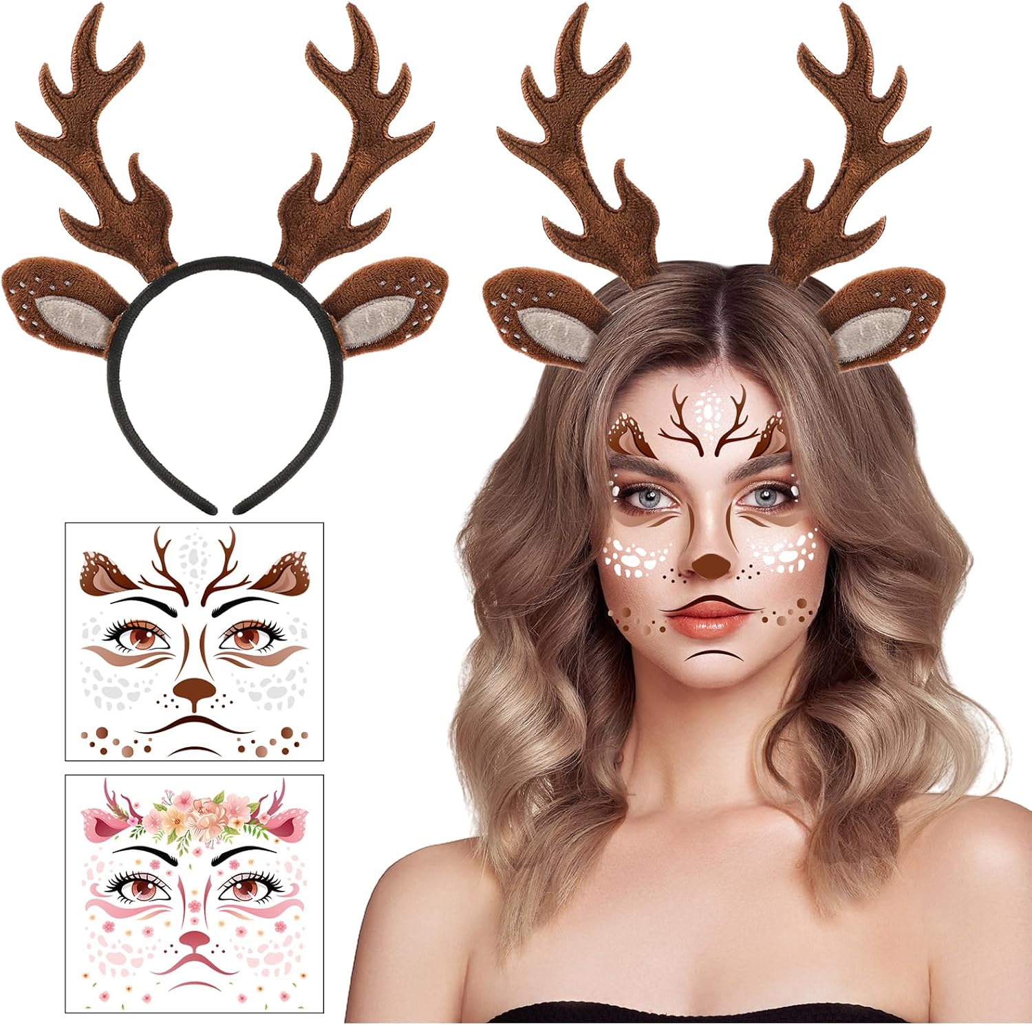 Halloween Deer Face Tattoos Reindeer Energy — WeirdThingsToBuy weird find