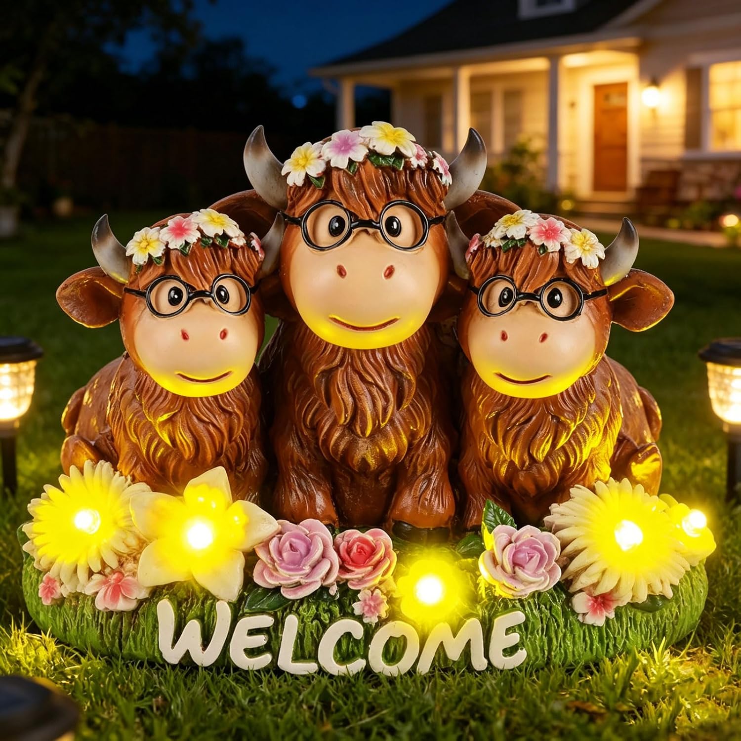 Highland Cow Decor Solar Garden Energy — WeirdThingsToBuy weird find