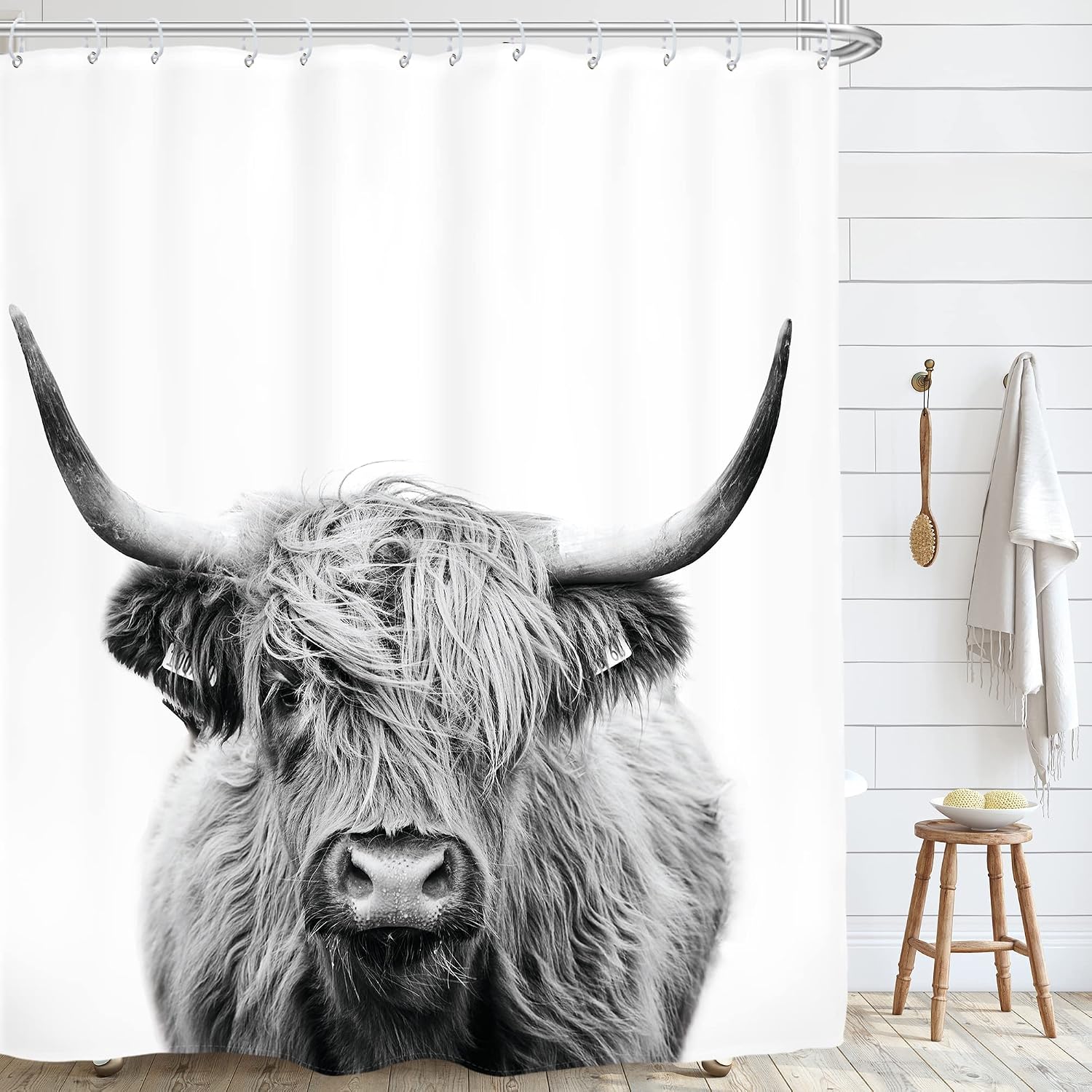 Highland Cow Shower Curtain Rustic — WeirdThingsToBuy weird find