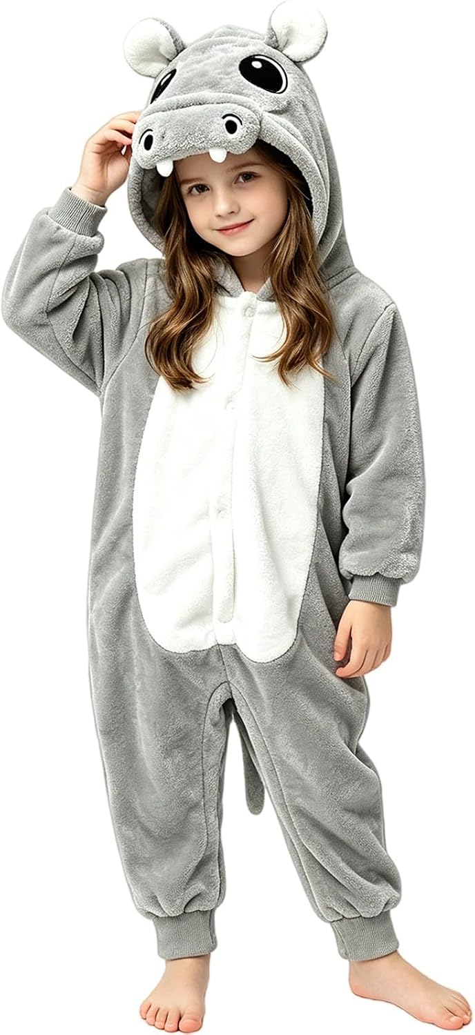 Hippo Animal Fleece Onesie Kids — WeirdThingsToBuy weird find