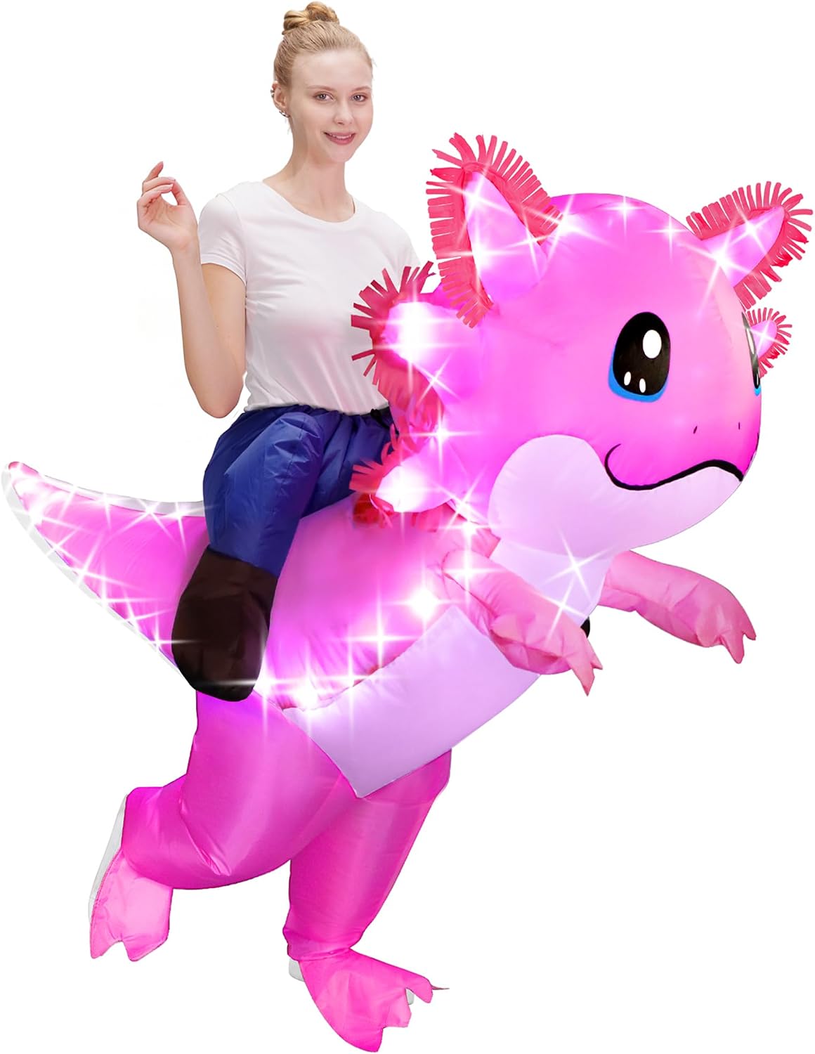 Inflatable Axolotl Costume Adult Light Situation — WeirdThingsToBuy weird find