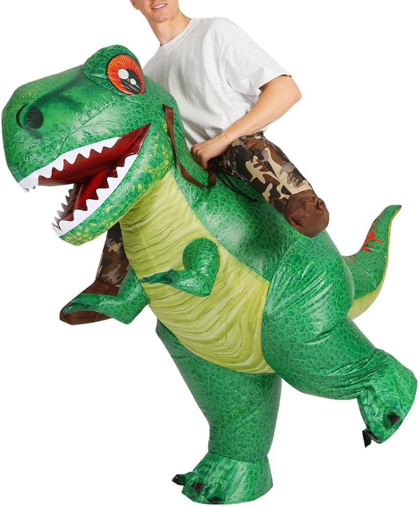 Inflatable Dinosaur Costume Adult Riding Situation — WeirdThingsToBuy weird find