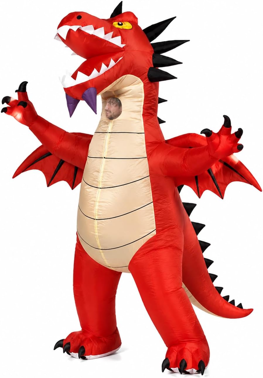 Inflatable Dragon Costume Adult Red Energy — WeirdThingsToBuy weird find