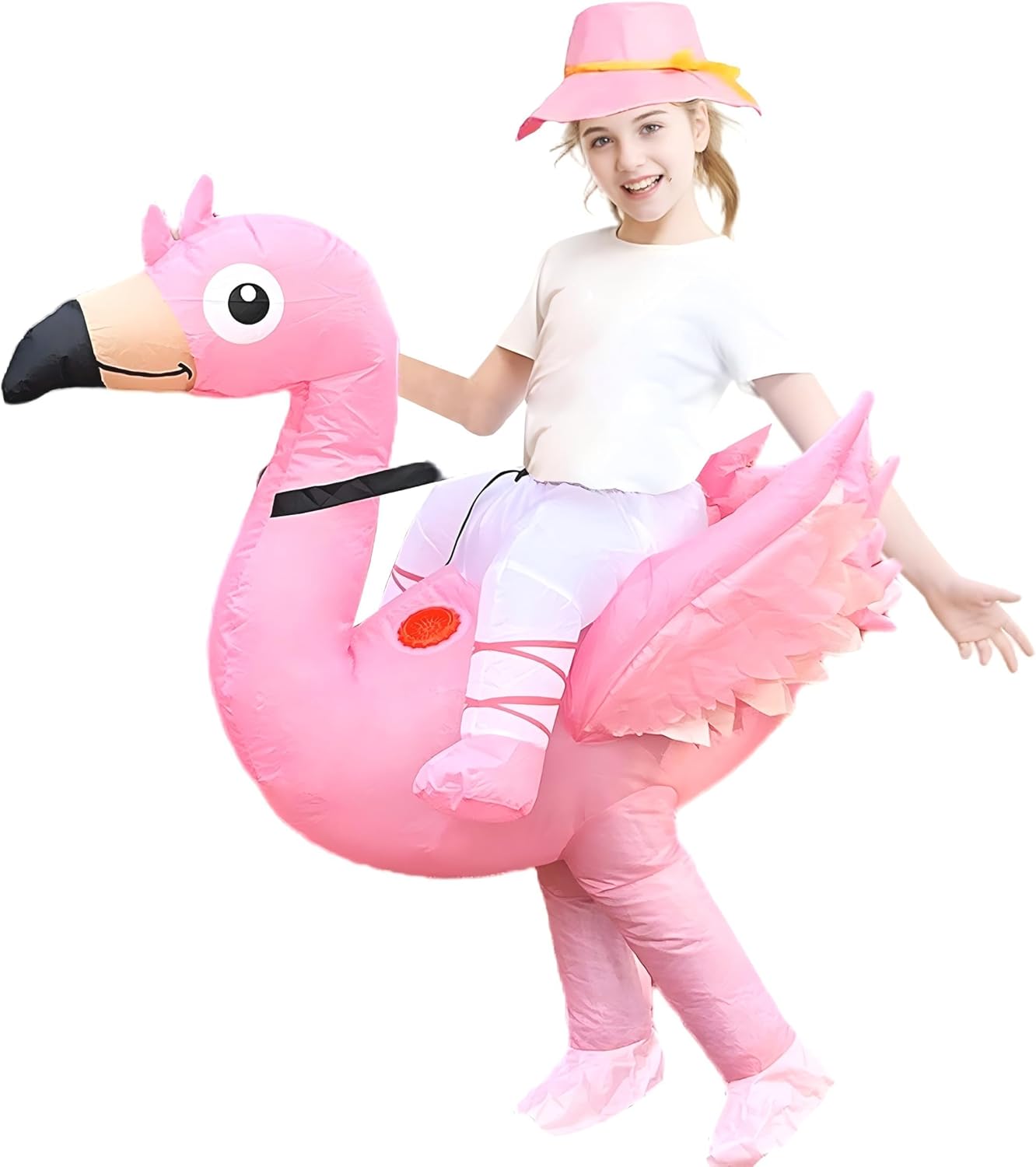 Inflatable Flamingo Costume Kids Pink Situation — WeirdThingsToBuy weird find