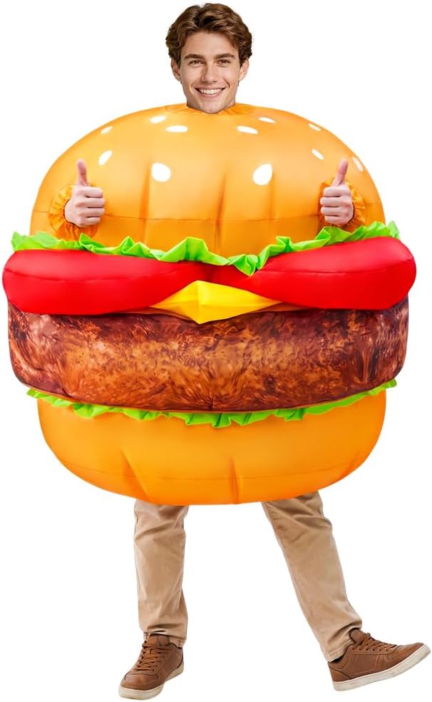 Inflatable Hamburger Costume Adult Blow Situation — WeirdThingsToBuy weird find
