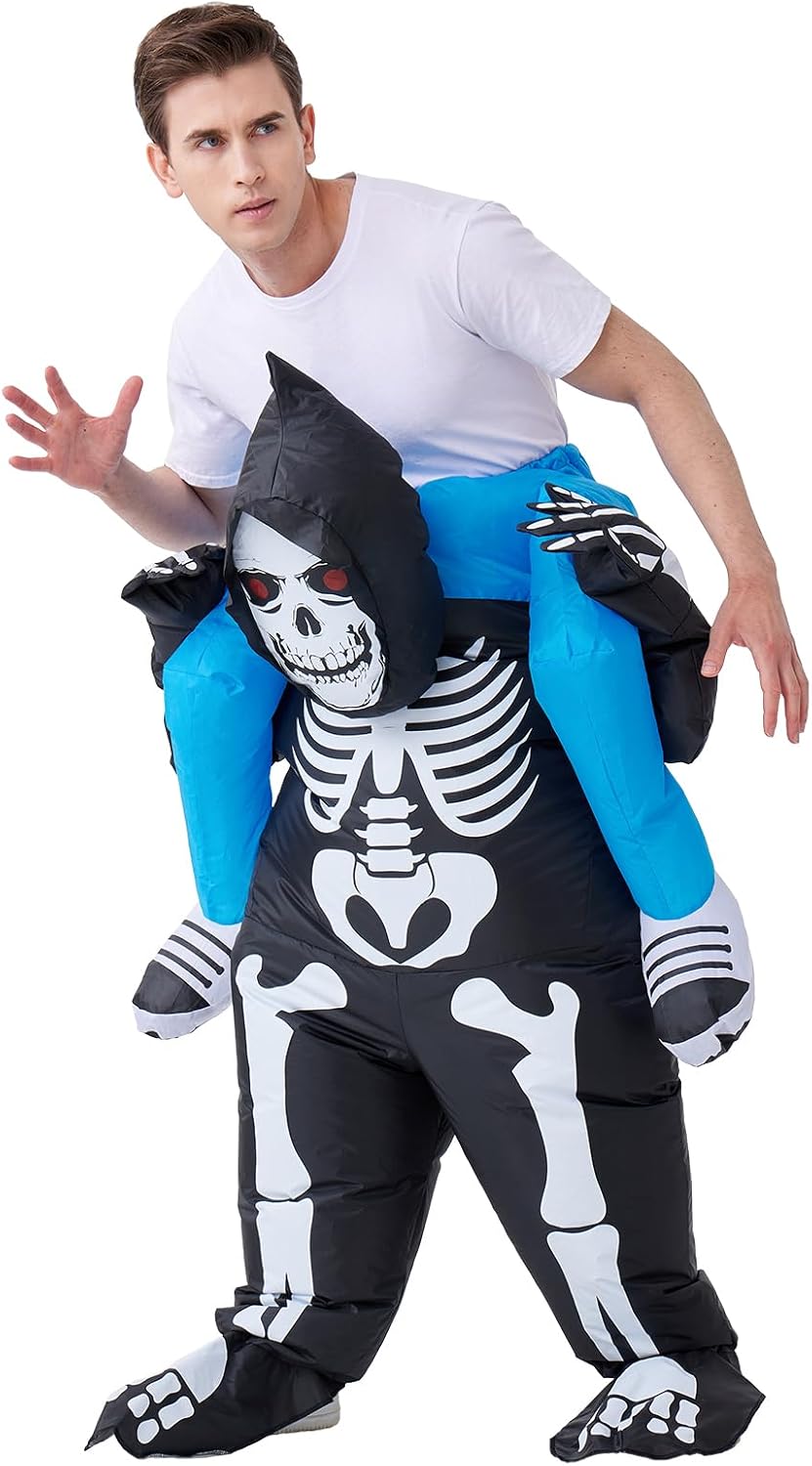 Inflatable Skeleton Carry me on Situation — WeirdThingsToBuy weird find