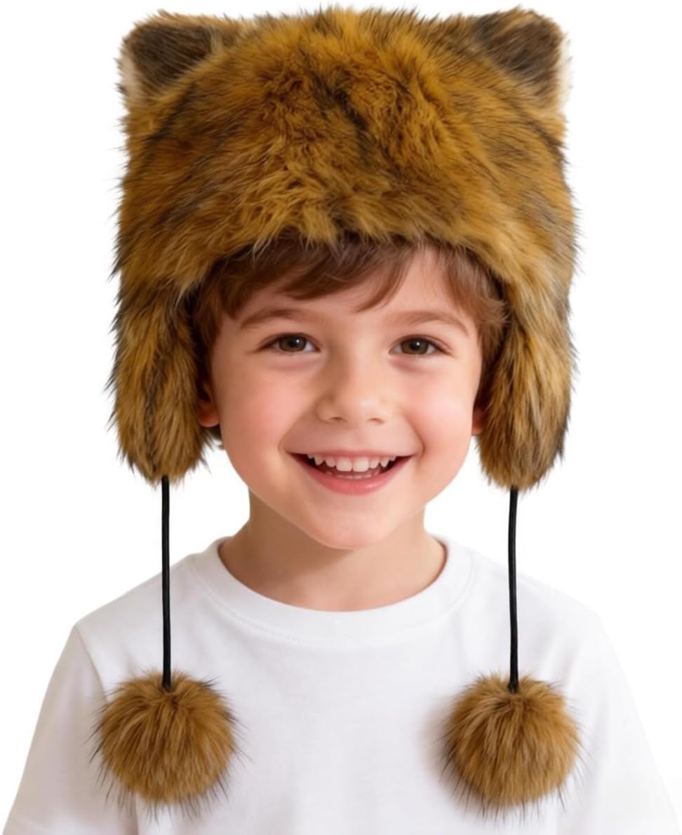 Kids Faux Fur Trapper Hat Situation — WeirdThingsToBuy weird find