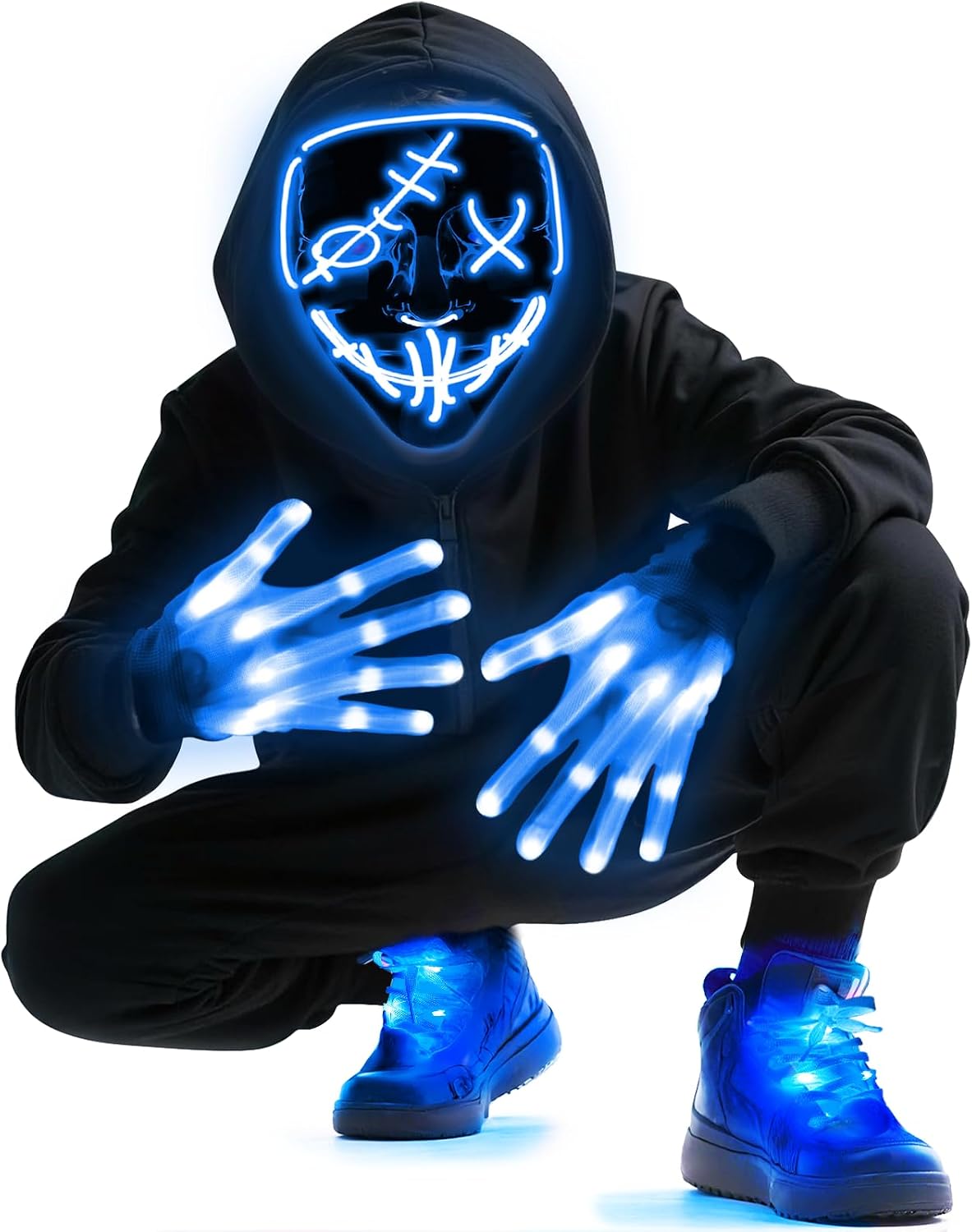 Led Mask Gloves Shoelace Set Situation — WeirdThingsToBuy weird find