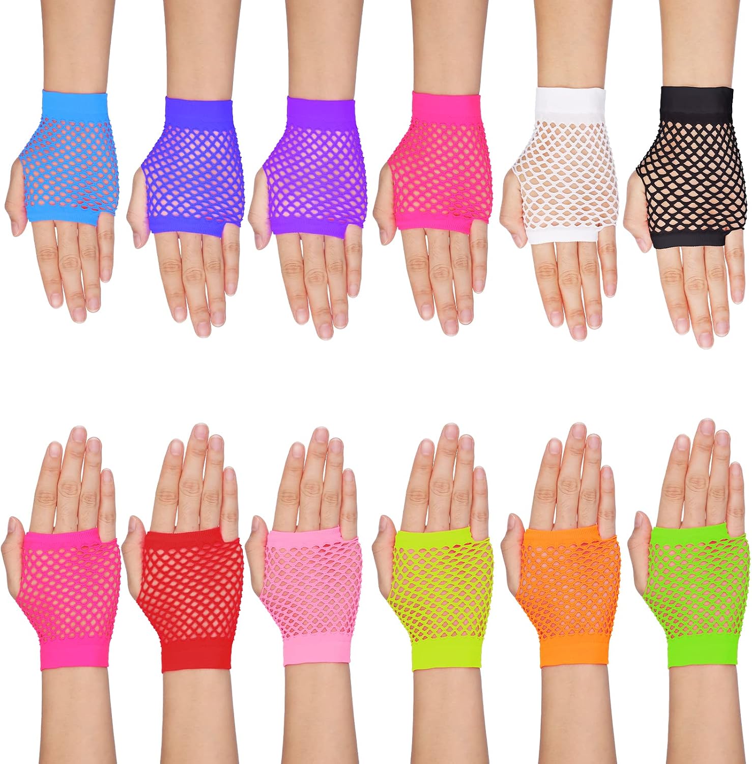 Legendary 12 Pairs Neon Fishnet Fingerless — WeirdThingsToBuy weird find