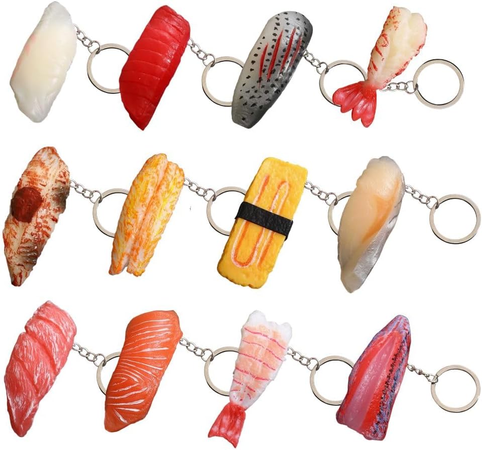 Legendary 12pc Sushi Keychains Cute Unique — WeirdThingsToBuy weird find