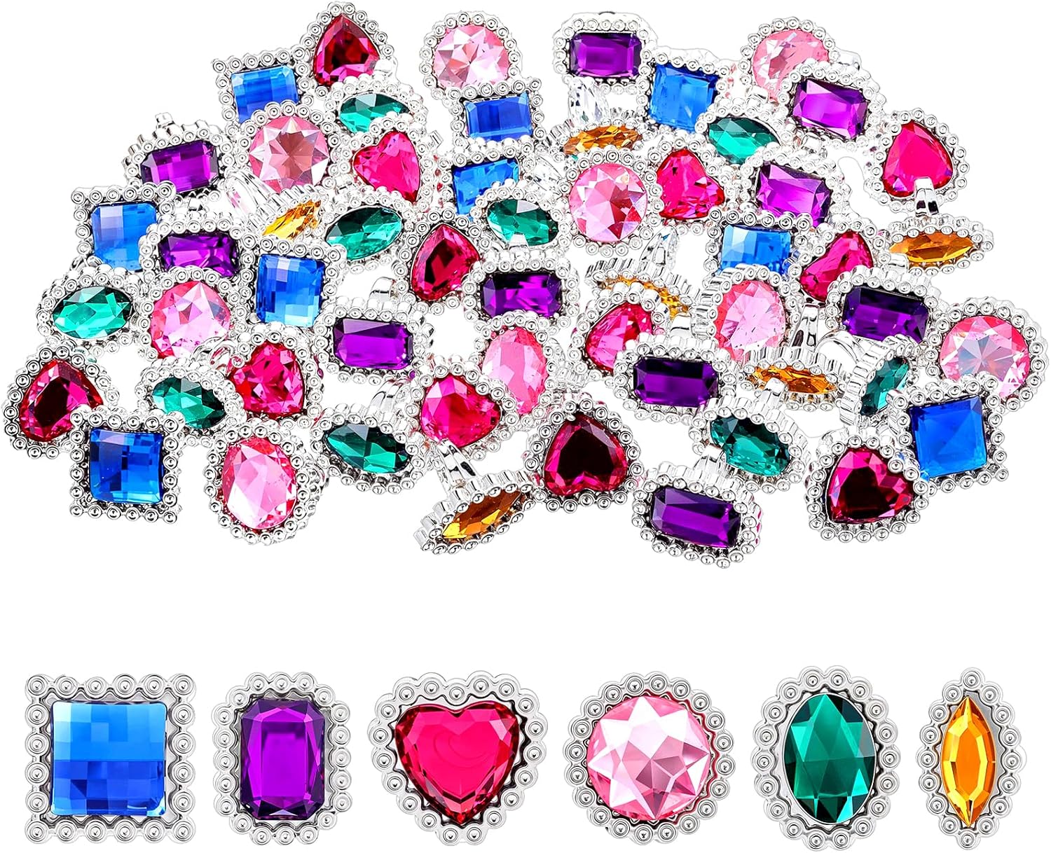 Legendary 72 Colorful Plastic Rings Adjustable — WeirdThingsToBuy weird find