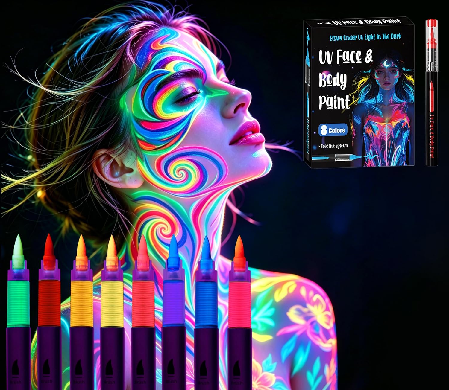 Legendary 8 Glow Face Body Paint — WeirdThingsToBuy weird find