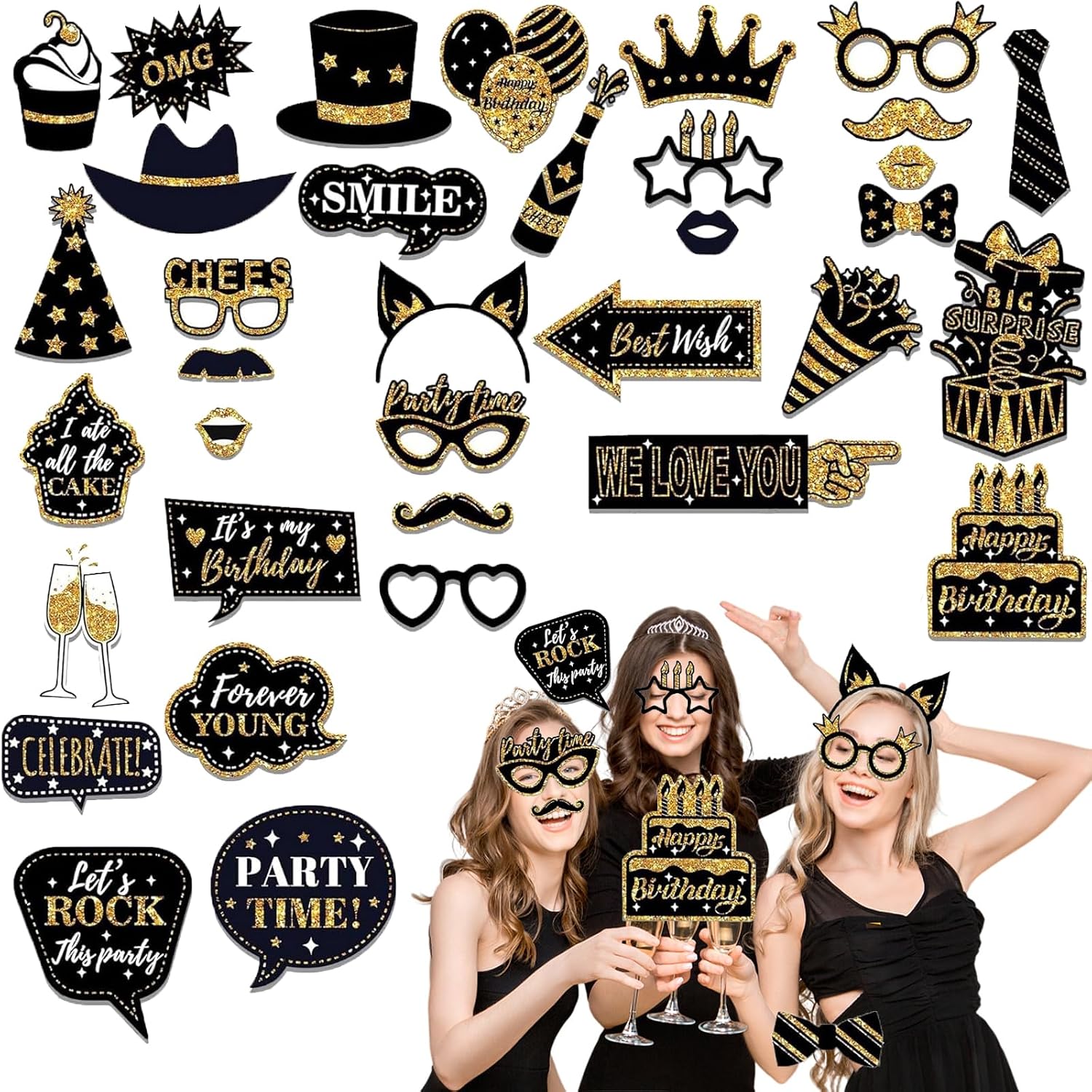 Legendary Acquwistach 36pcs Birthday Photo Booth — WeirdThingsToBuy weird find