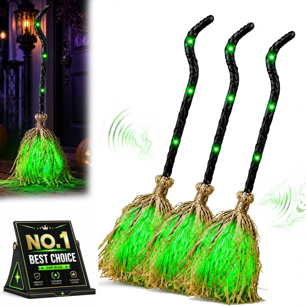 Legendary Animated Witches Broom Halloween Decor — WeirdThingsToBuy weird find