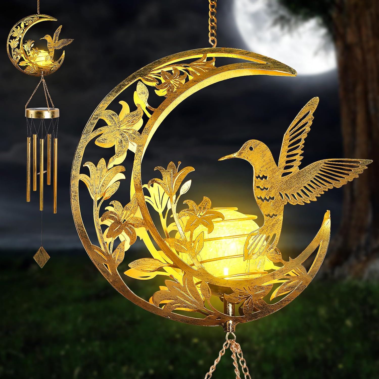 Legendary Hummningbird Solar Outdoor Wind Chimes — WeirdThingsToBuy weird find