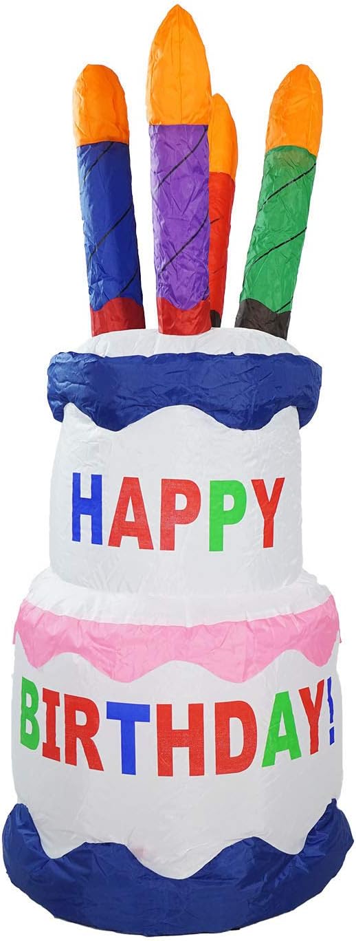 Lighted Inflatable Happy Birthday Cake Energy — WeirdThingsToBuy weird find