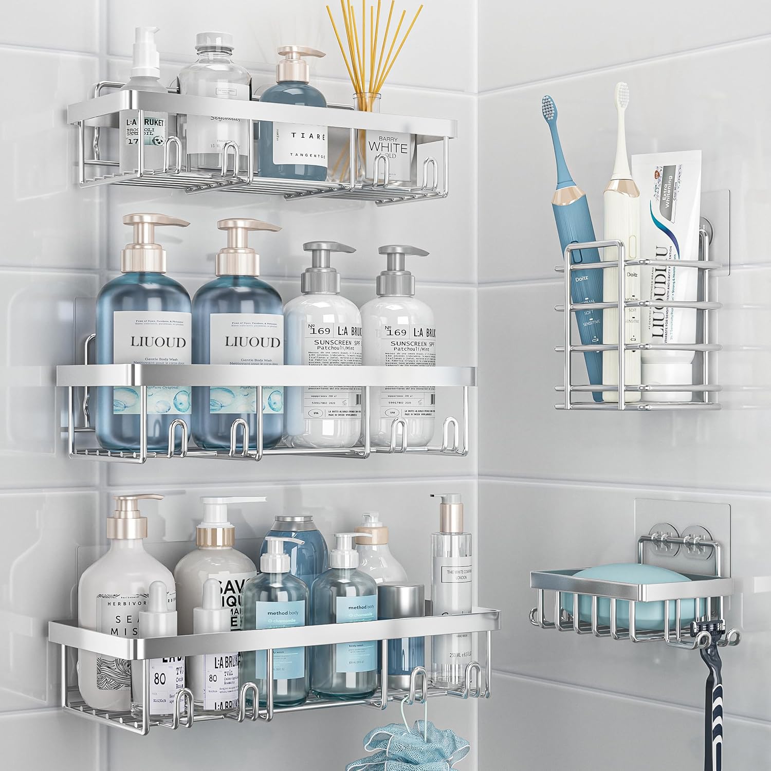 Liuoud 5 Pack Shower Caddy Situation — WeirdThingsToBuy weird find