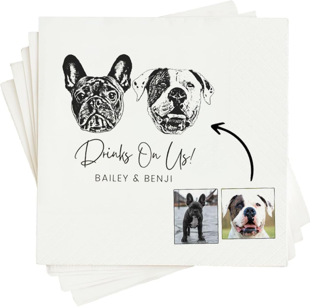 Luxury Dog Illustrated Wedding Napkins Energy — WeirdThingsToBuy weird find