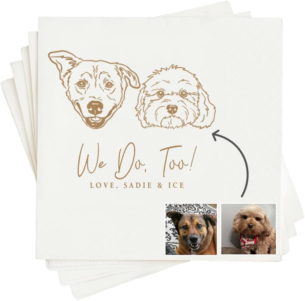 Luxury Dog Illustrated Wedding Napkins — WeirdThingsToBuy weird find