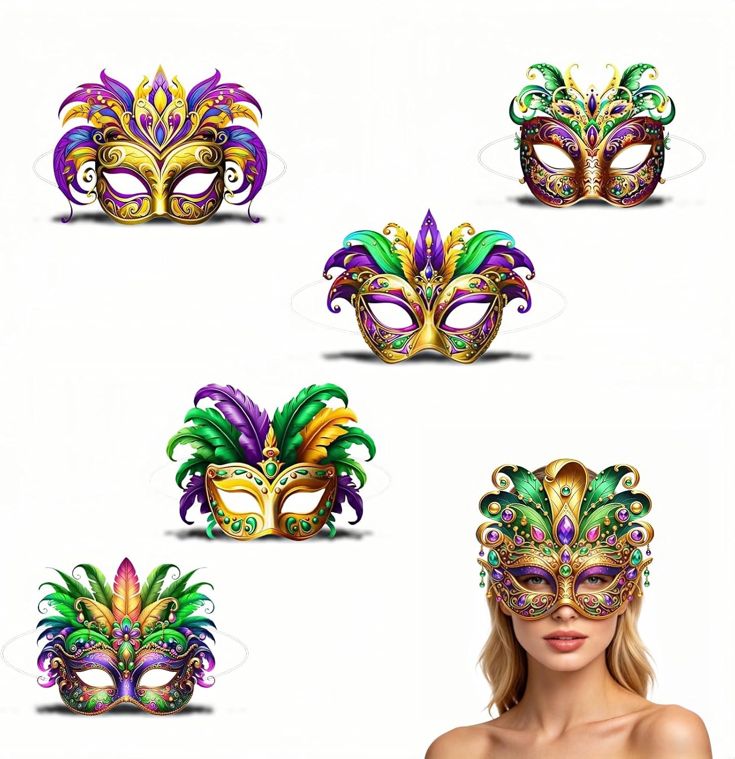 Mardi Gras Masquerade Masks 6 Energy — WeirdThingsToBuy weird find