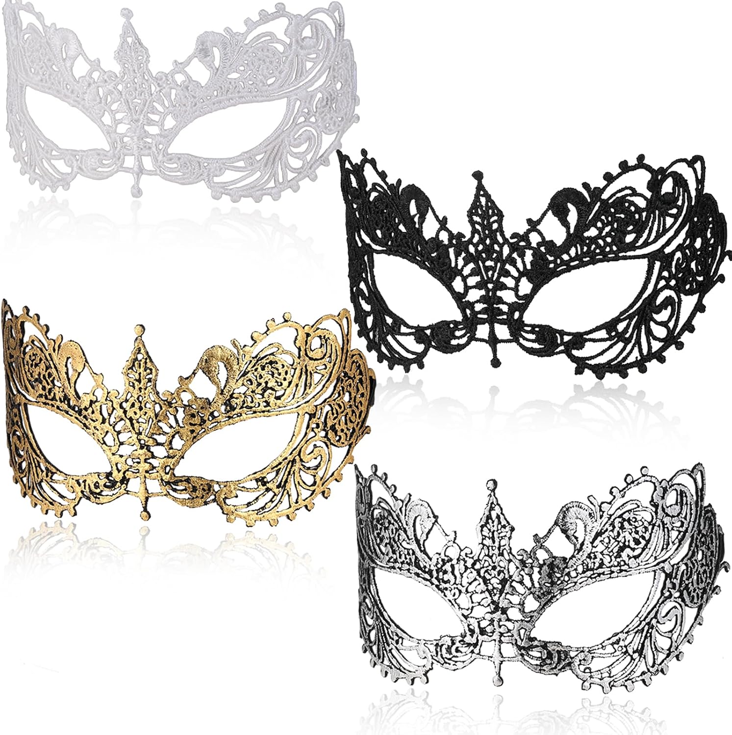Masquerade Mask 4pcs Mysterious Gold Situation — WeirdThingsToBuy weird find