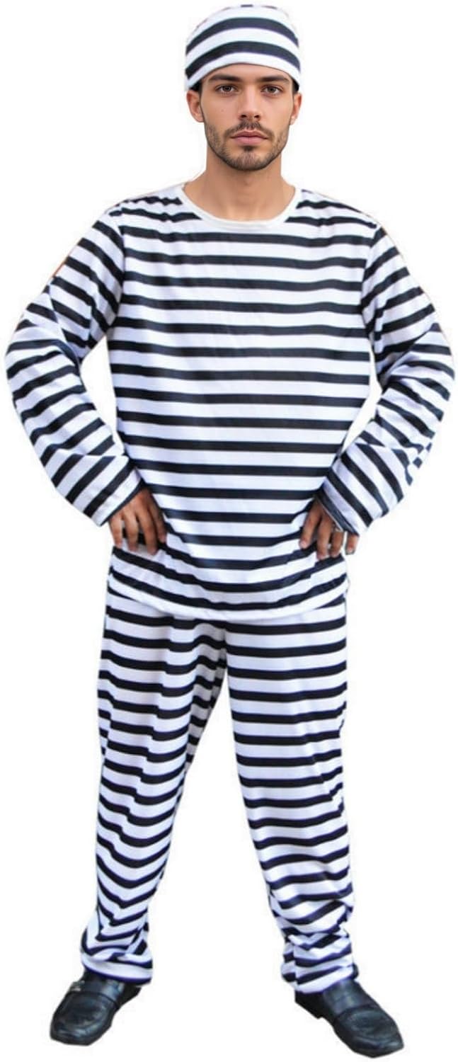 Men's Prison Striped Uniform Costume Energy — WeirdThingsToBuy weird find