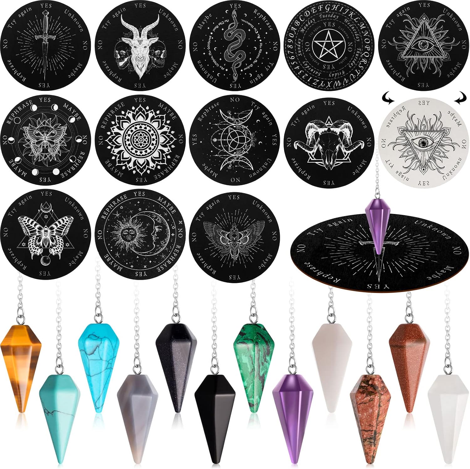 Meooeck 24 Crystal Pendulum Set Situation — WeirdThingsToBuy weird find