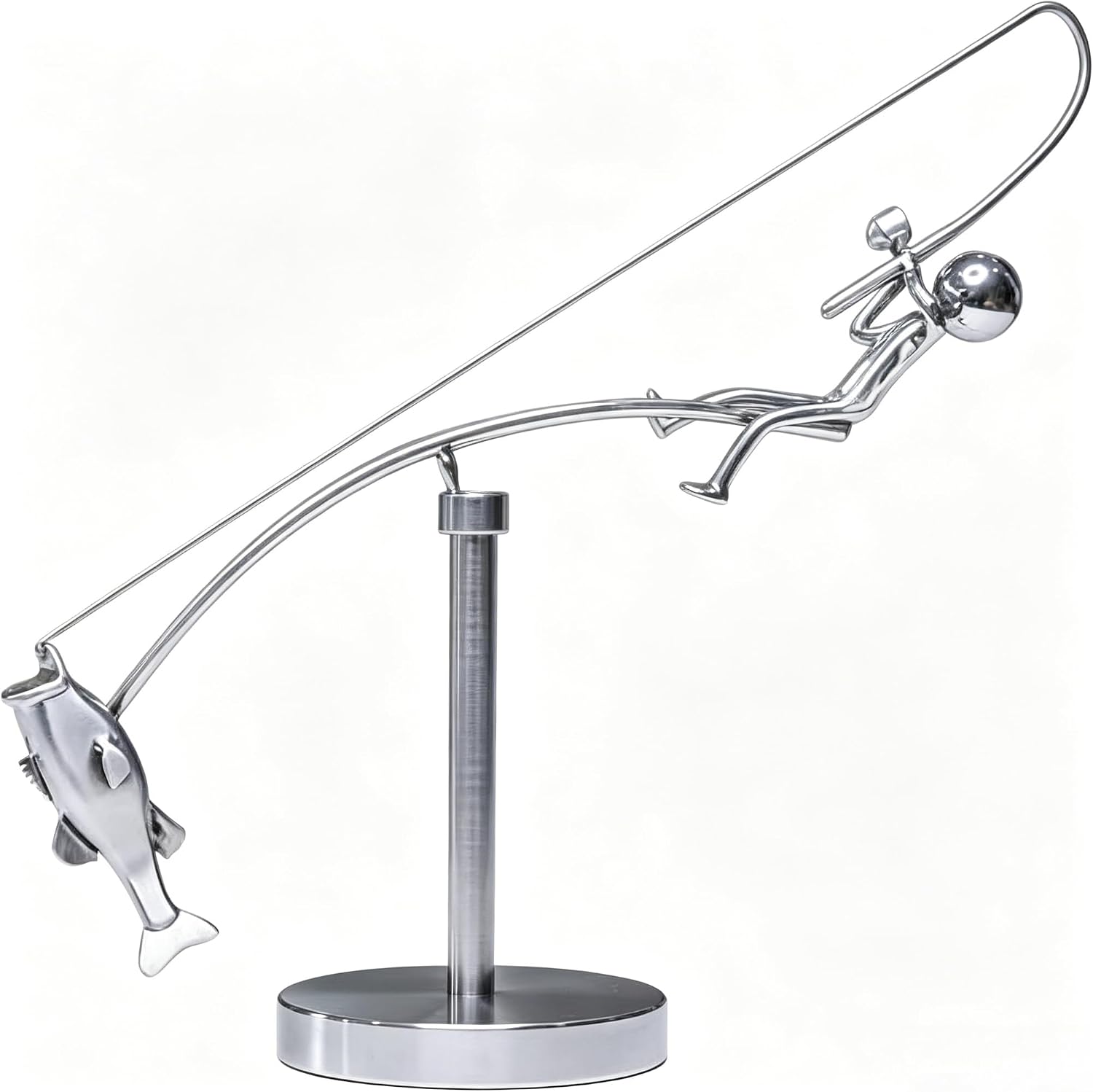 Metal Kinetic Fisherman Balance Sculpture — WeirdThingsToBuy weird find