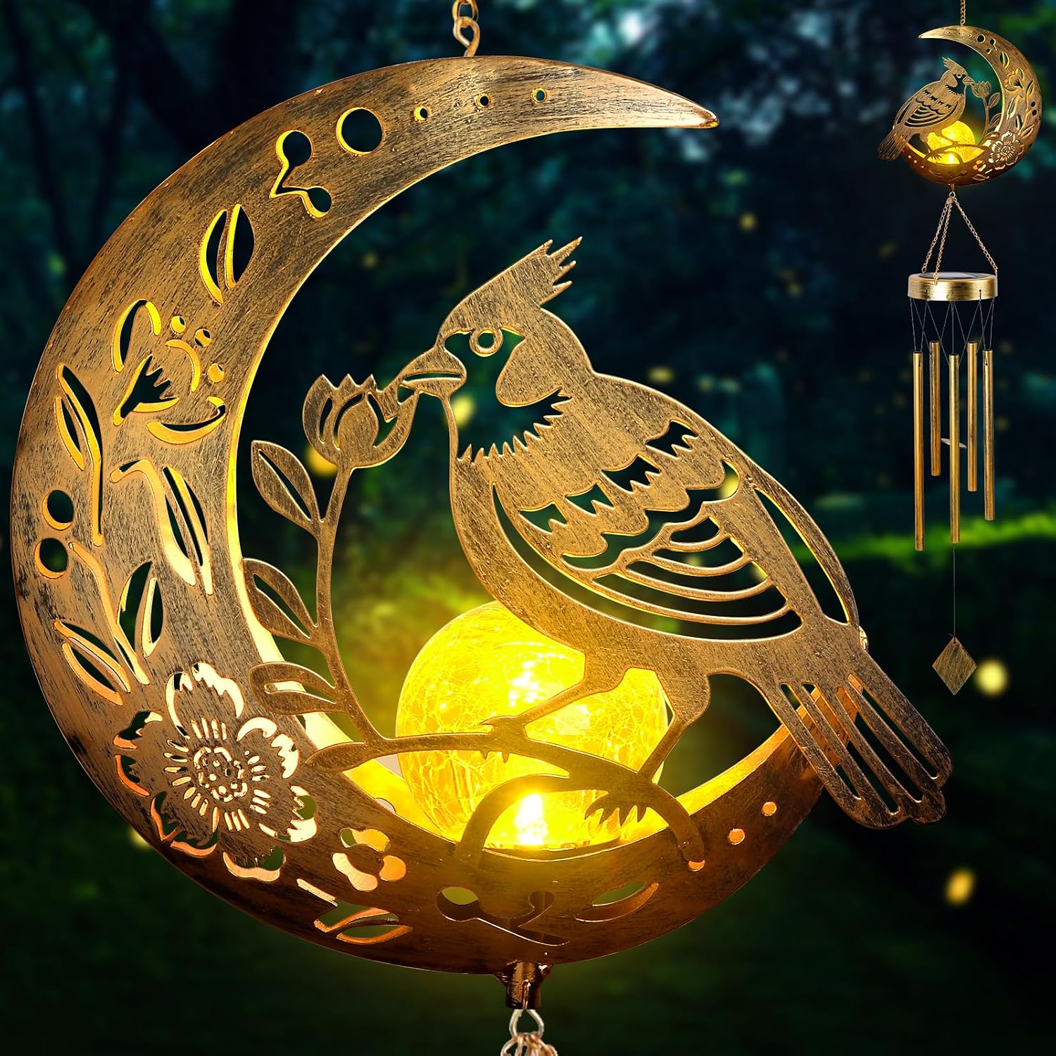 Moon Cardinal Wind Chime Outside Situation — WeirdThingsToBuy weird find