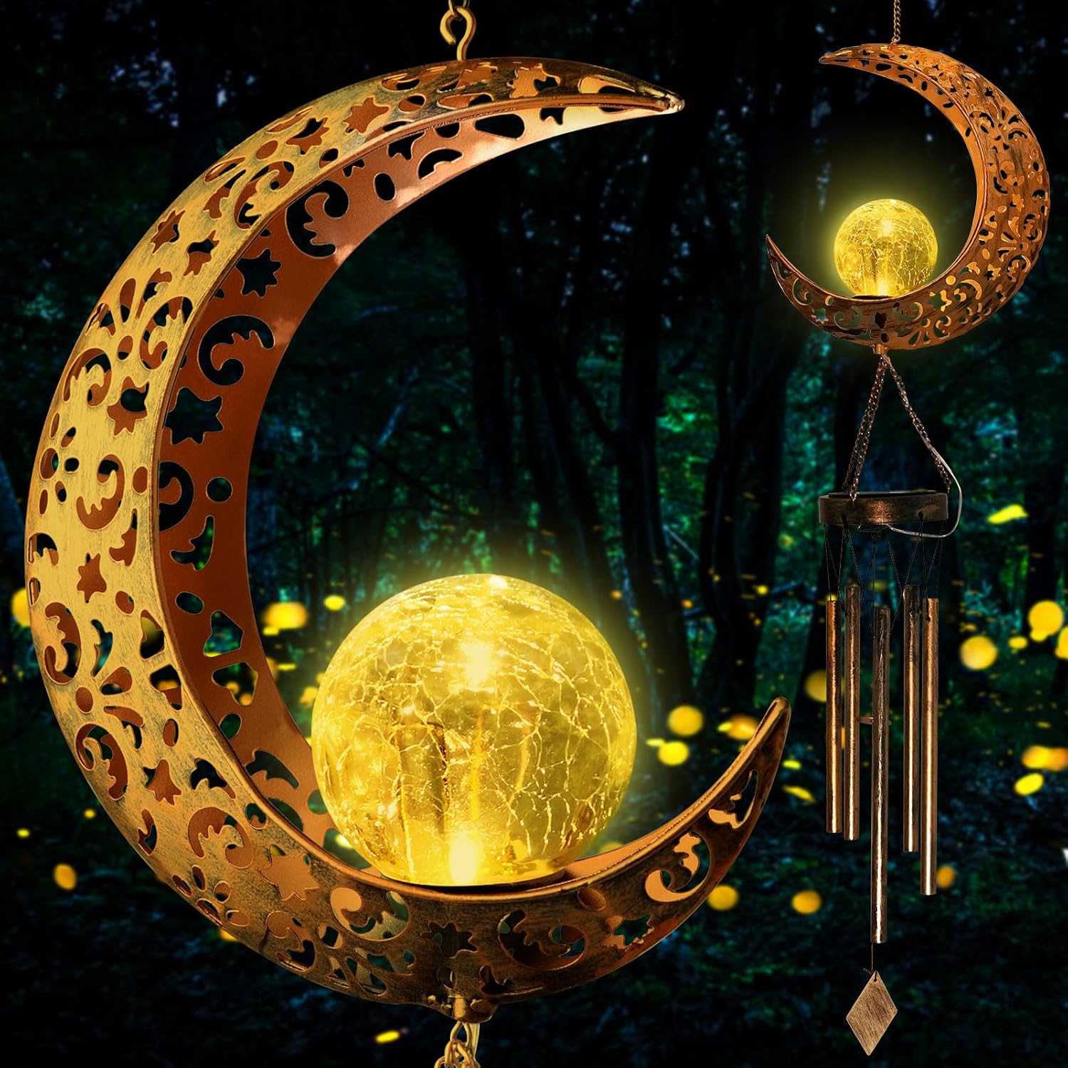 Moon Solar Lights Wind Chimes Situation — WeirdThingsToBuy weird find
