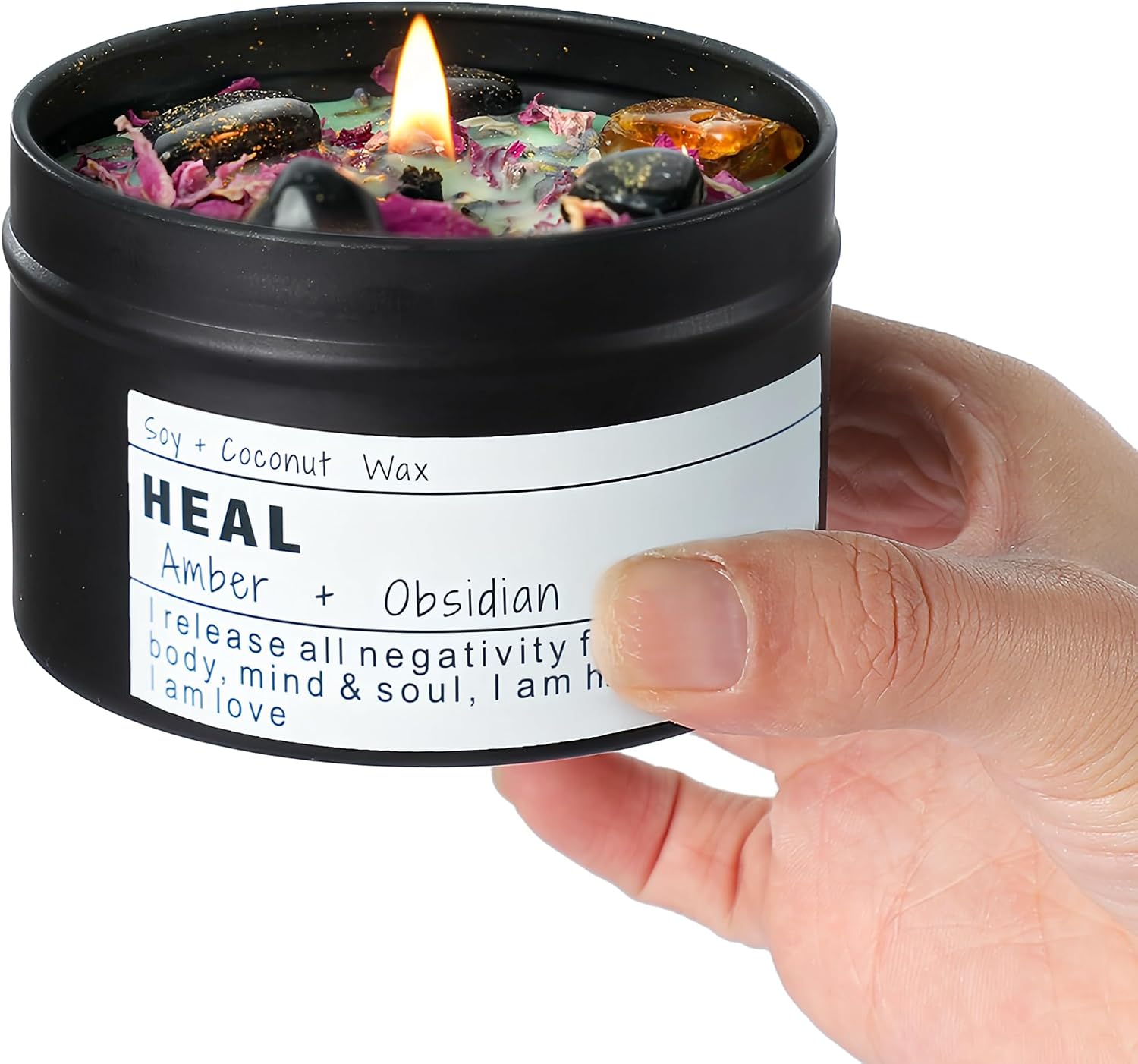 Obsidian Crystal Energy Candle Good Energy — WeirdThingsToBuy weird find