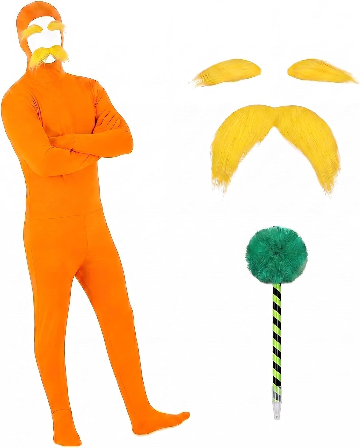 Orange Bodysuit Costume Yellow Beard Energy — WeirdThingsToBuy weird find