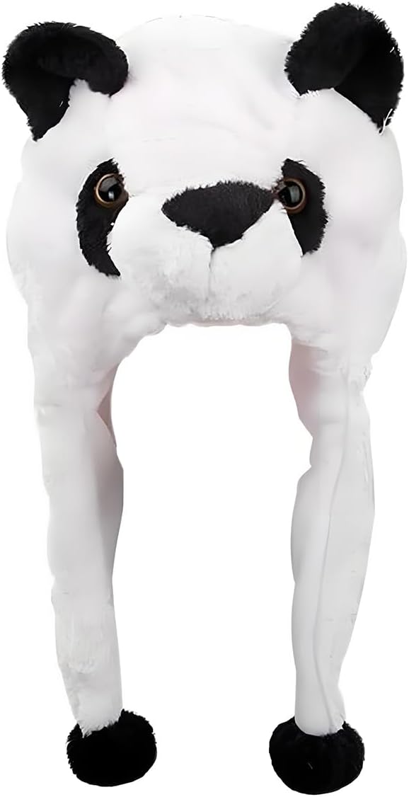 Panda Bear Plush Animal Hat Energy — WeirdThingsToBuy weird find