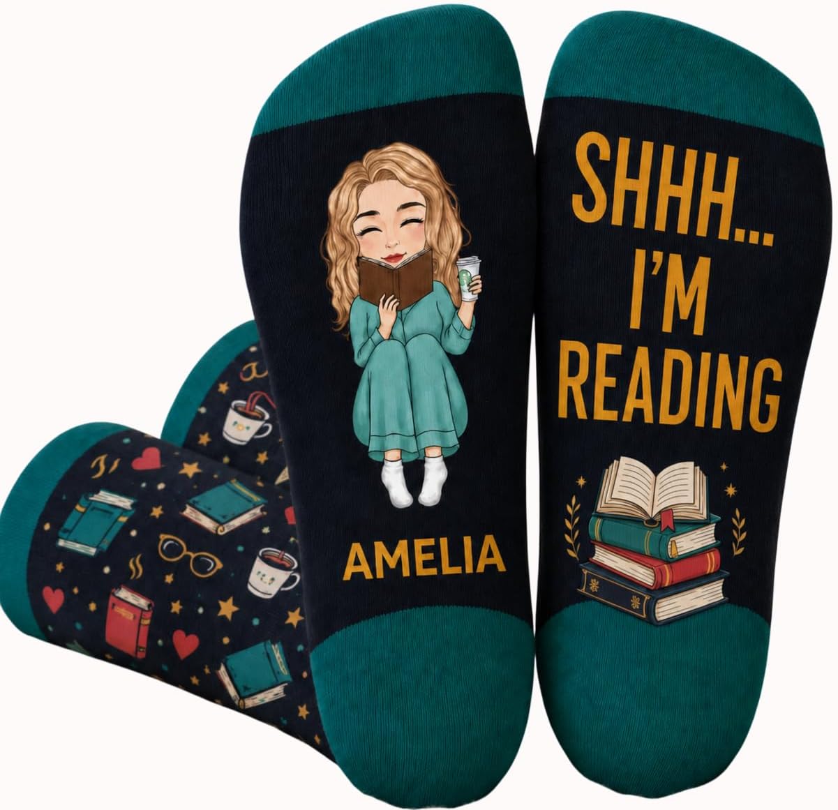 Personalized im Reading Socks Book Energy — WeirdThingsToBuy weird find