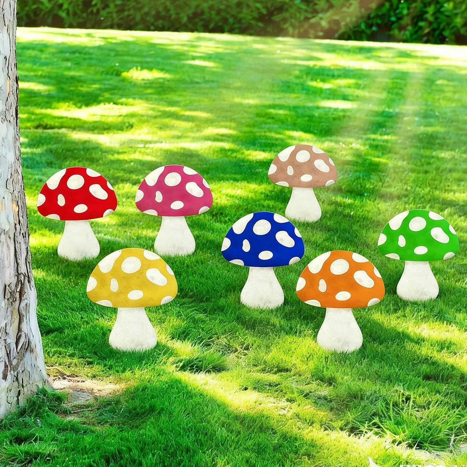 Pigort 8 Metal Mushrooms Garden Energy — WeirdThingsToBuy weird find