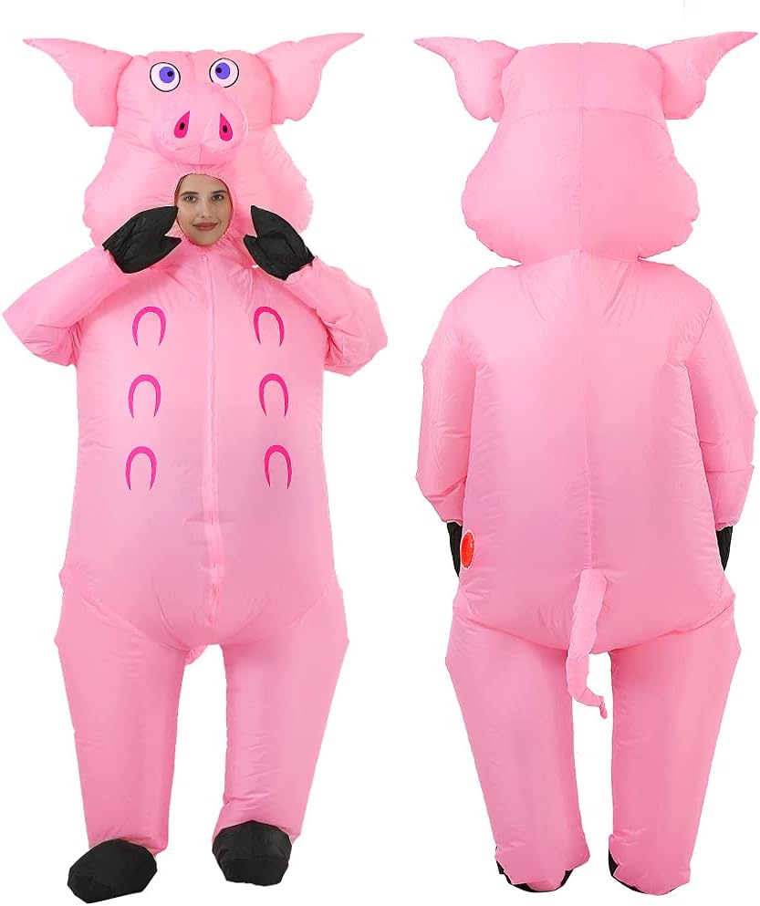 Pink Pig Inflatable Costume Blow Energy — WeirdThingsToBuy weird find