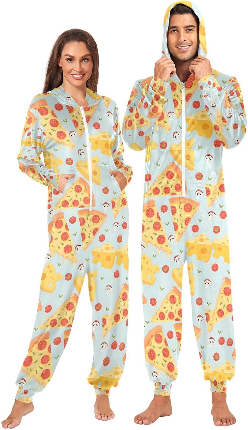 Pizza Food Cheese Adult Onesie — WeirdThingsToBuy weird find