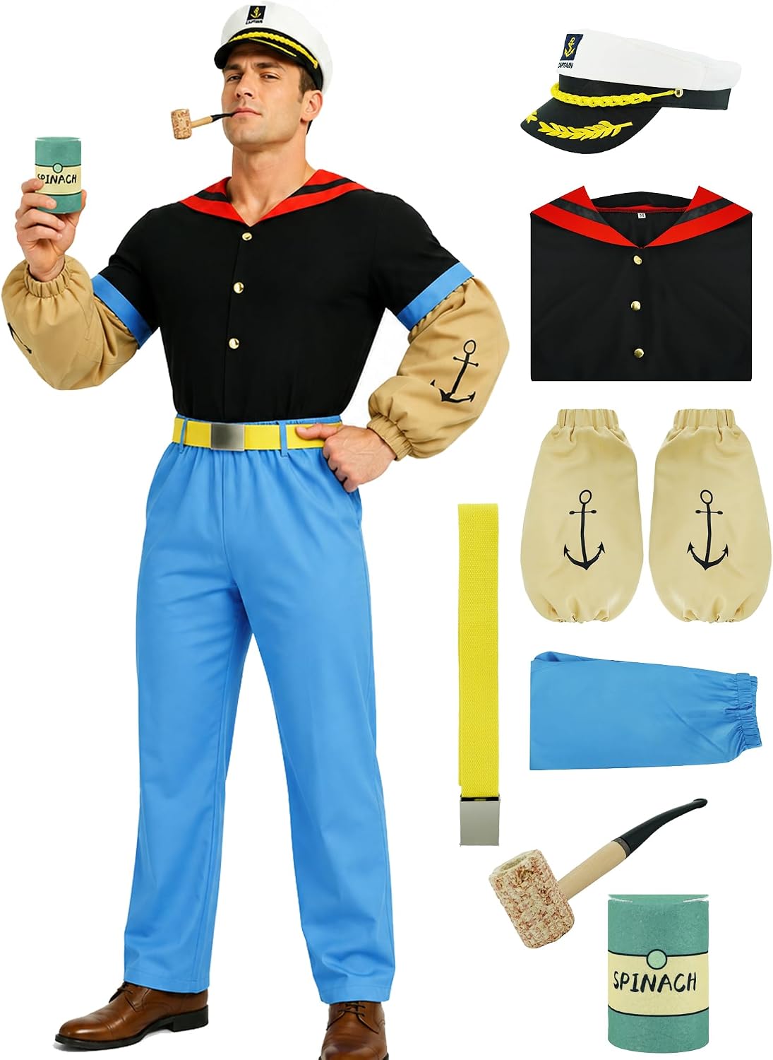 Popeye Costume Men 7pcs Cartoon Situation — WeirdThingsToBuy weird find