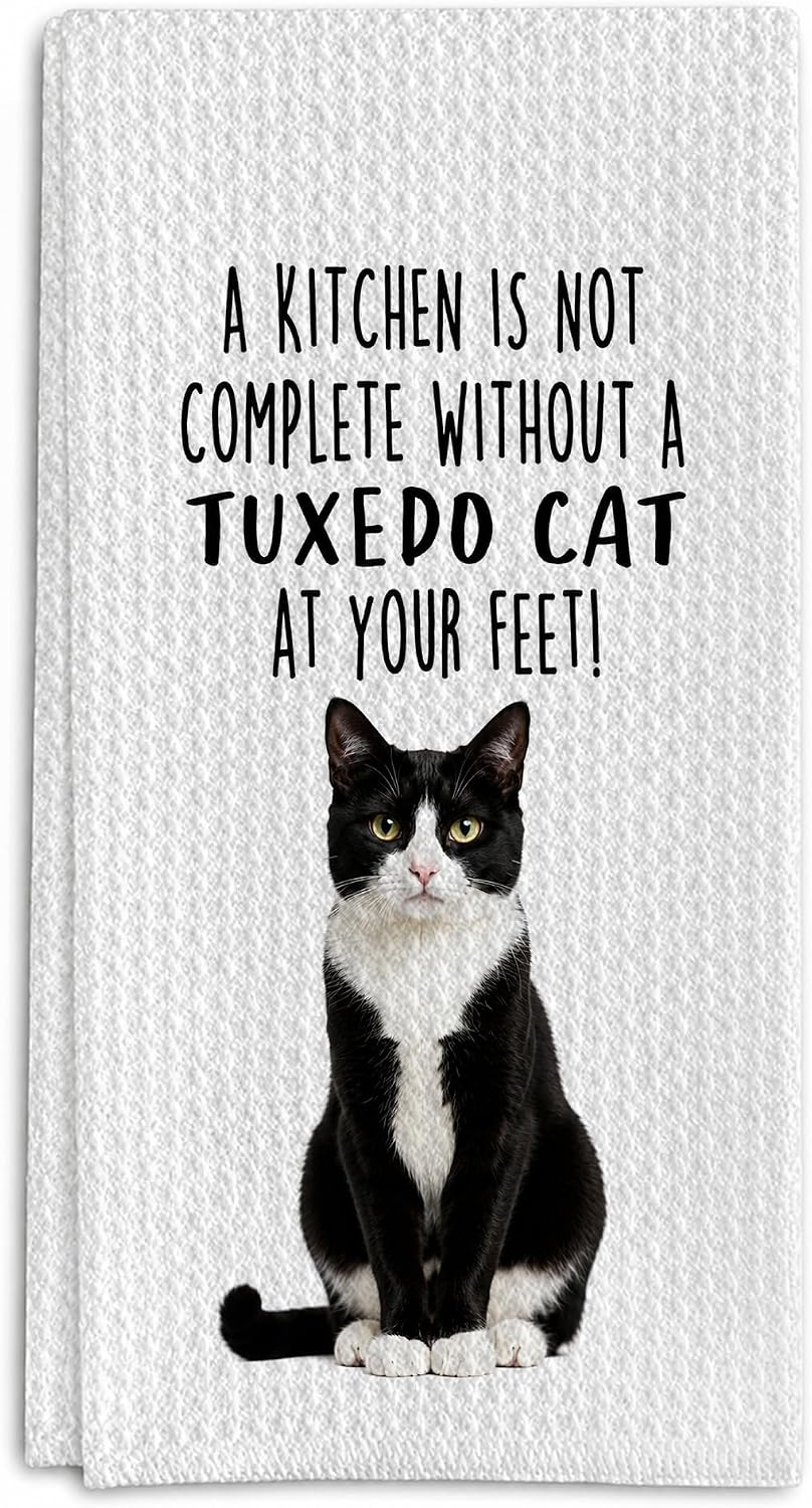 Pseuaudo Tuxedo Cat Kitchen Towels Energy — WeirdThingsToBuy weird find