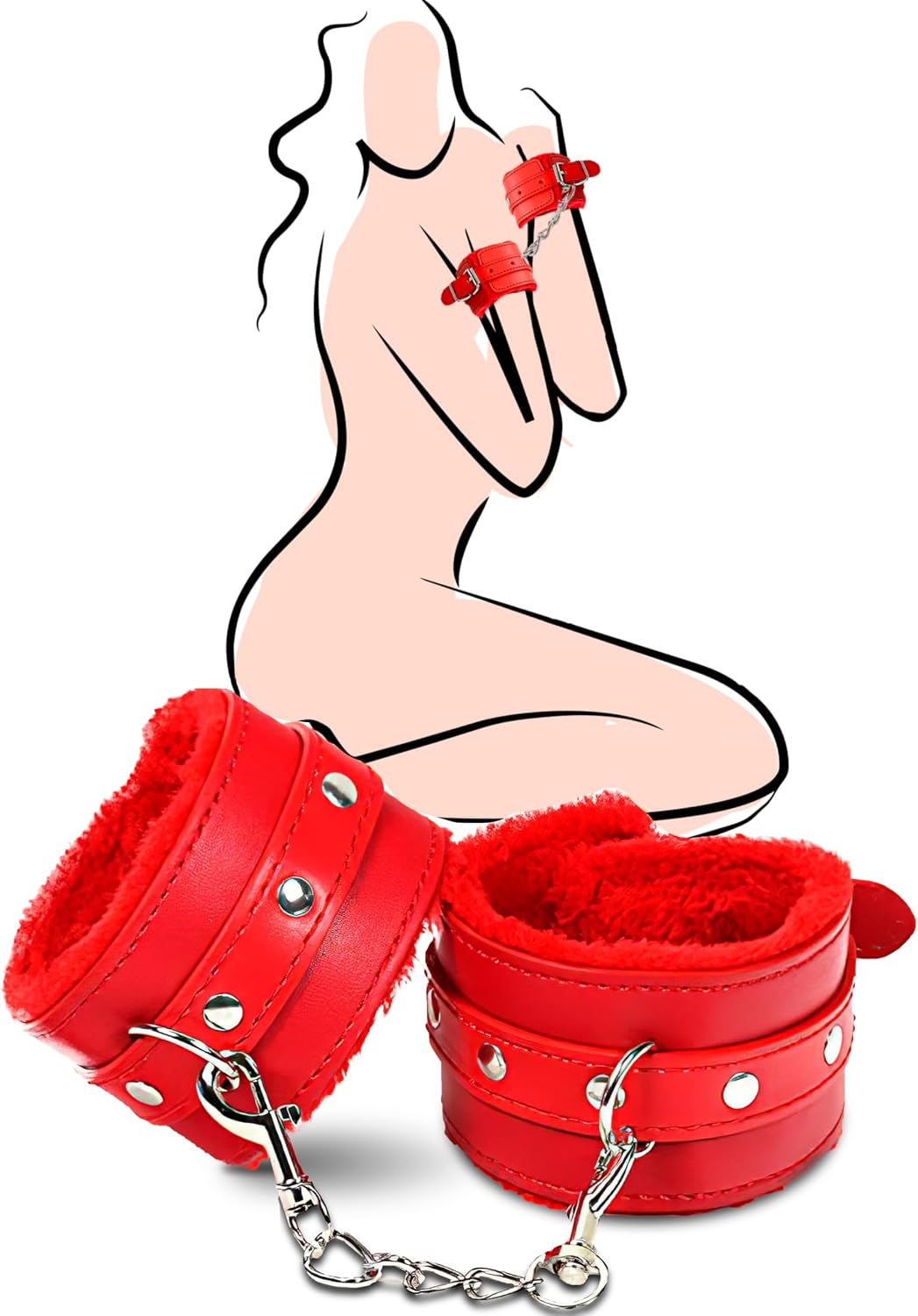 Red Fluffy Handcuffs Grownups Chain Situation — WeirdThingsToBuy weird find