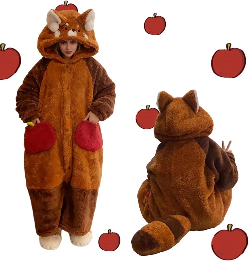 Red Panda Onesie Pajamas Flannel Energy — WeirdThingsToBuy weird find