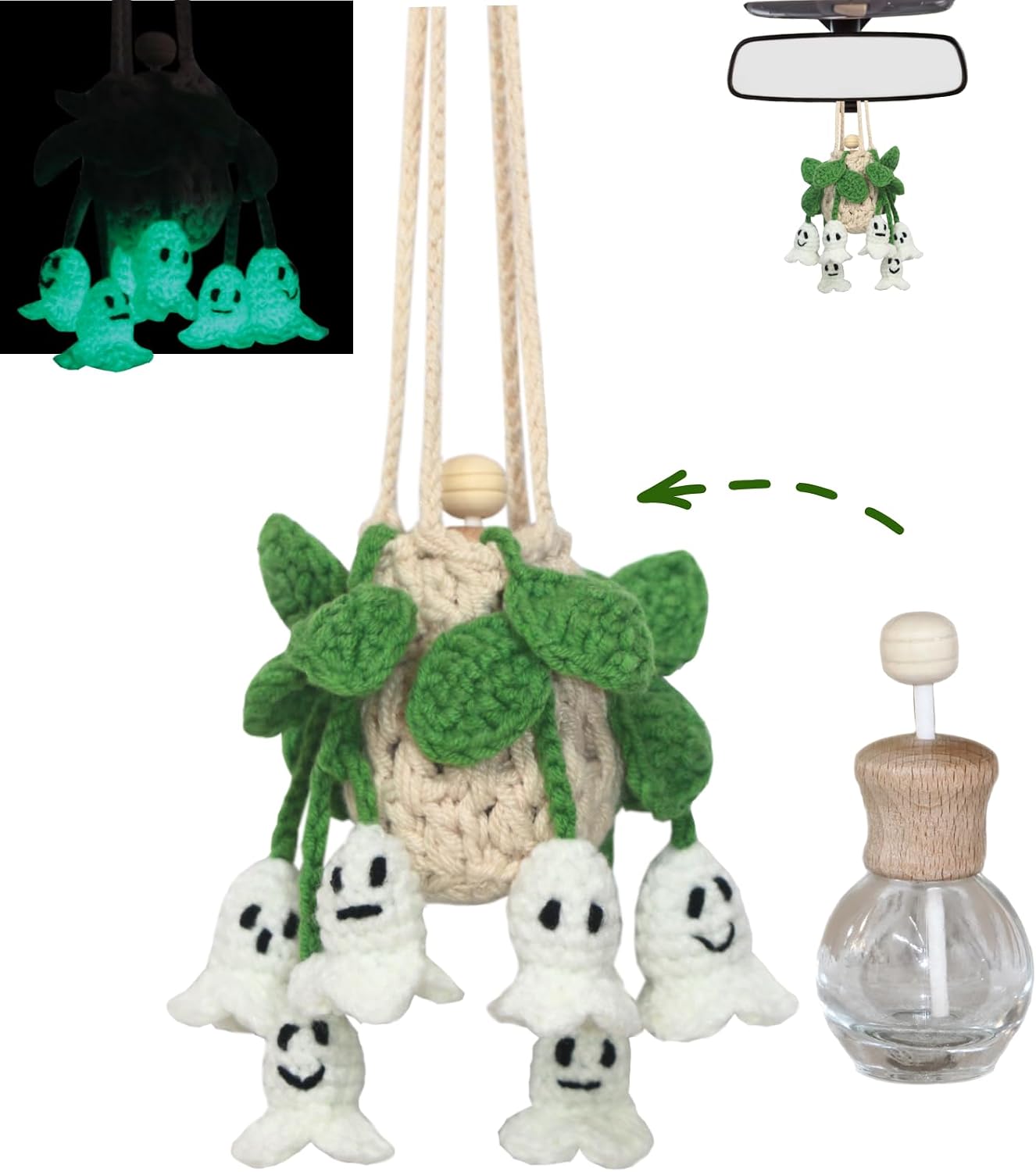 Rofigl Handmade Crochet Hanging Car Energy — WeirdThingsToBuy weird find