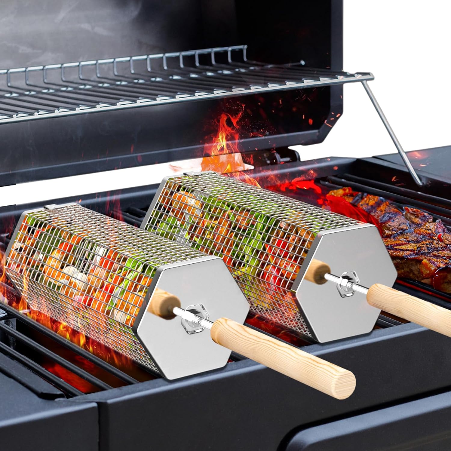 Rolling Grill Basket Grilling — WeirdThingsToBuy weird find