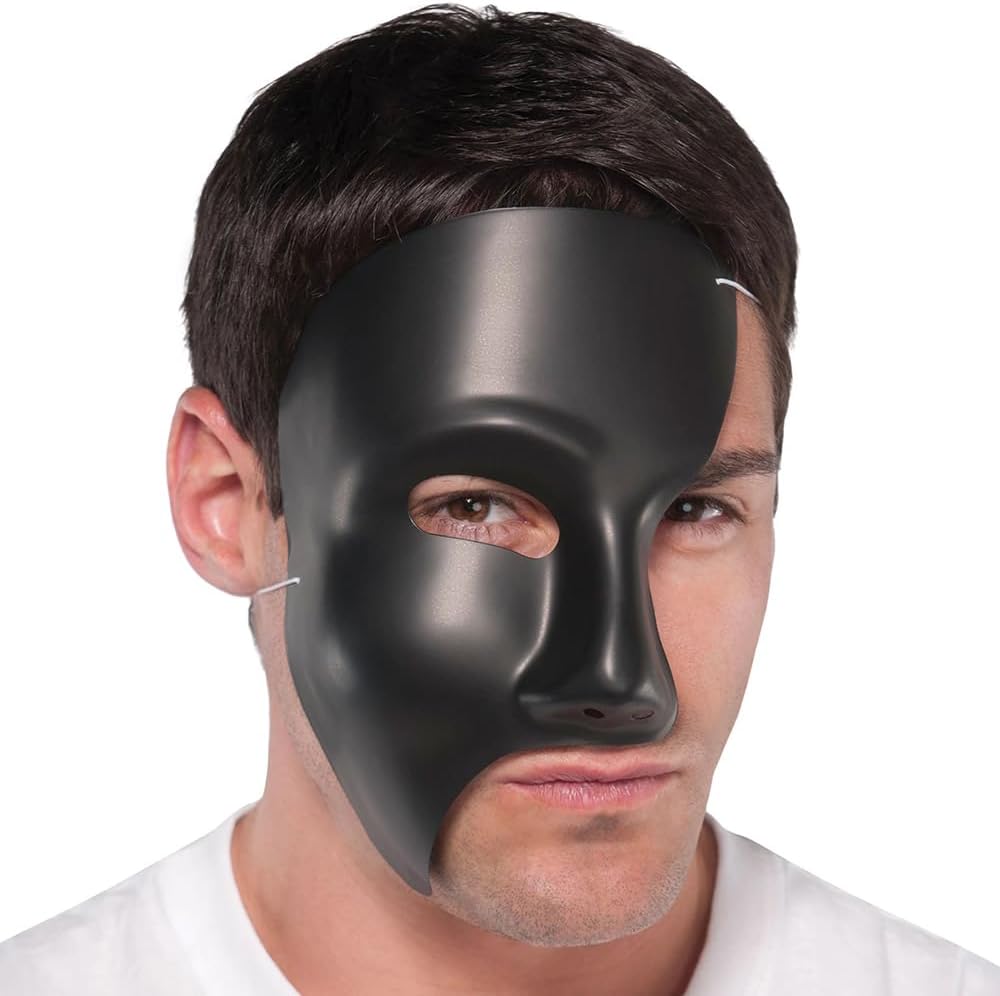 Sleek Phantom Black Plastic Mask Situation — WeirdThingsToBuy weird find