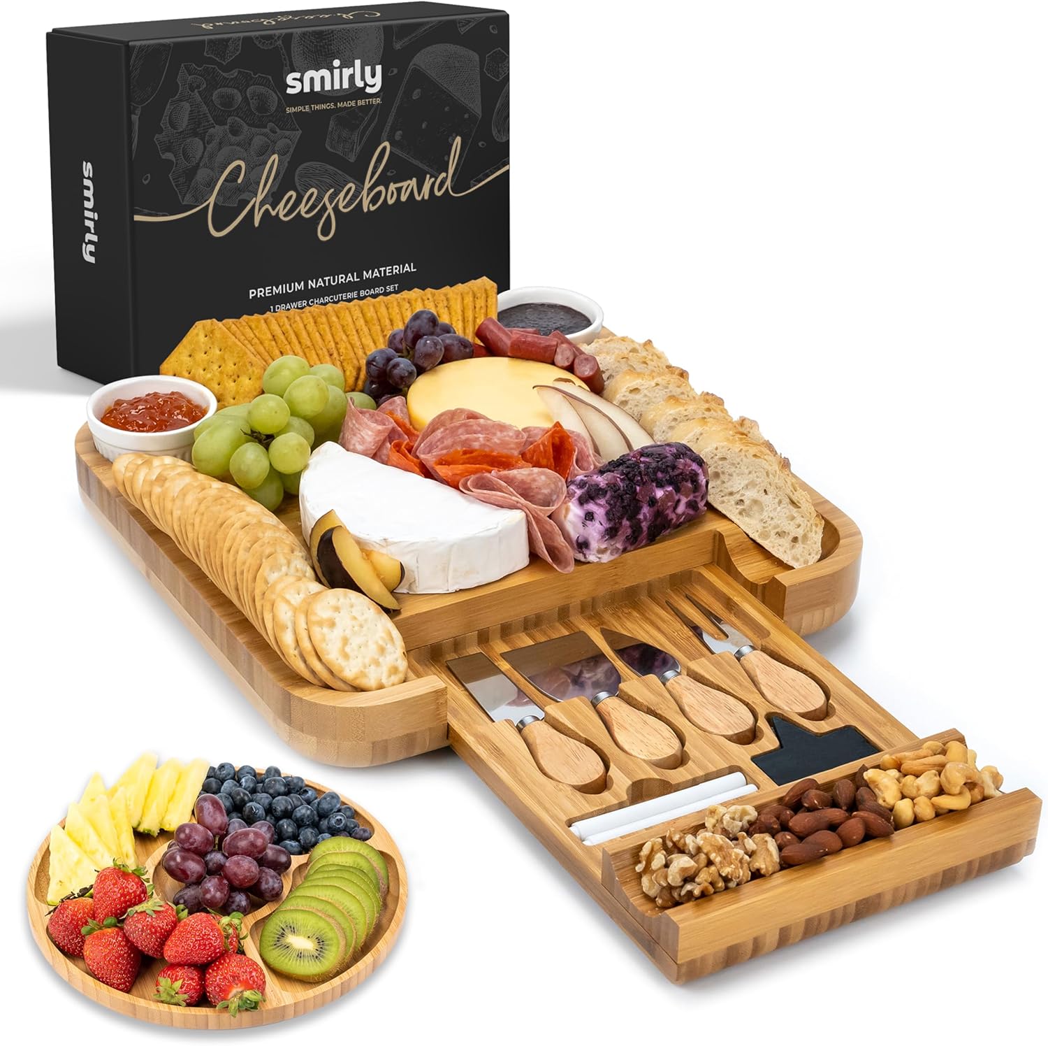 Smirly Charcuterie Board Set Serving Energy — WeirdThingsToBuy weird find