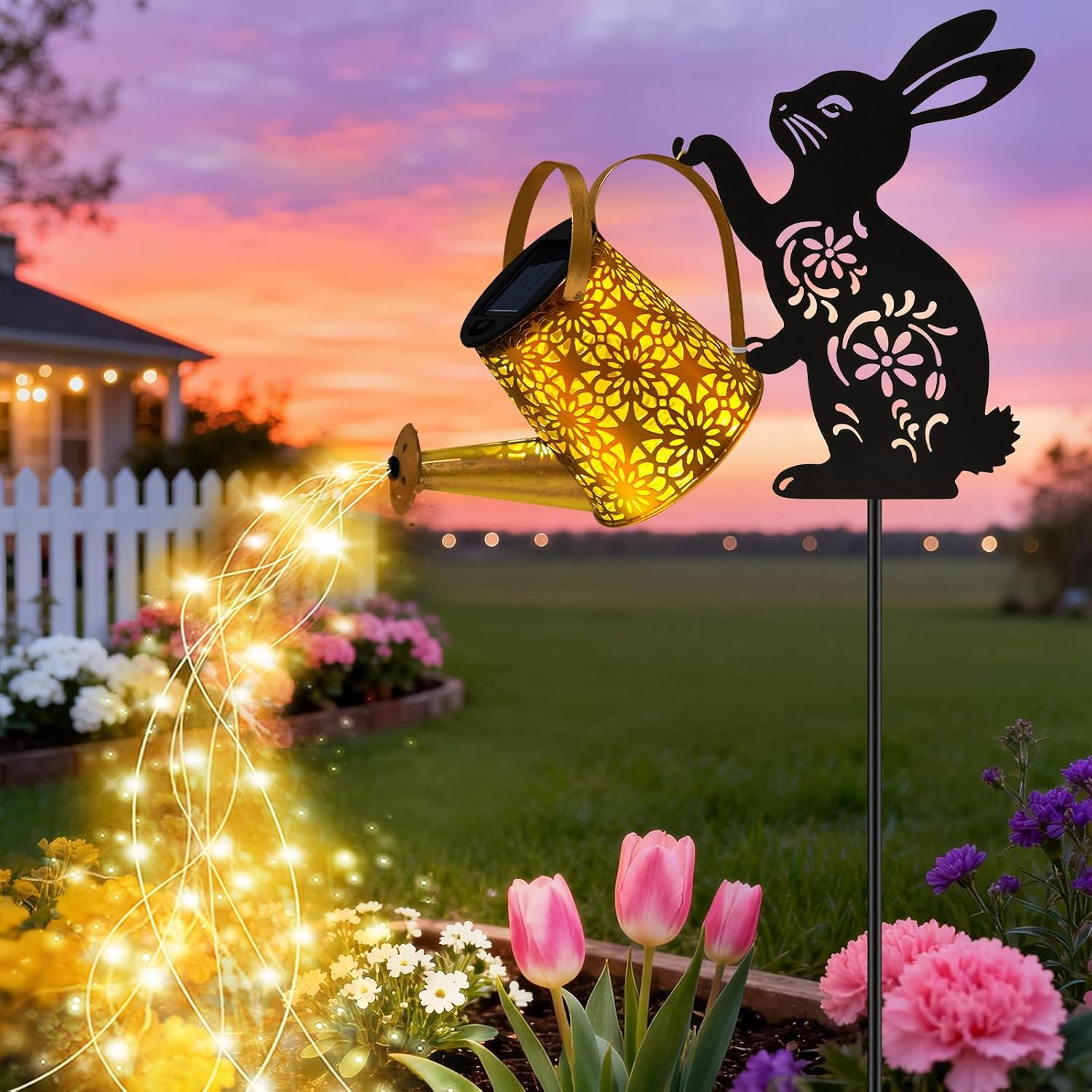 Solar Watering Can Lights Bunny Situation — WeirdThingsToBuy weird find
